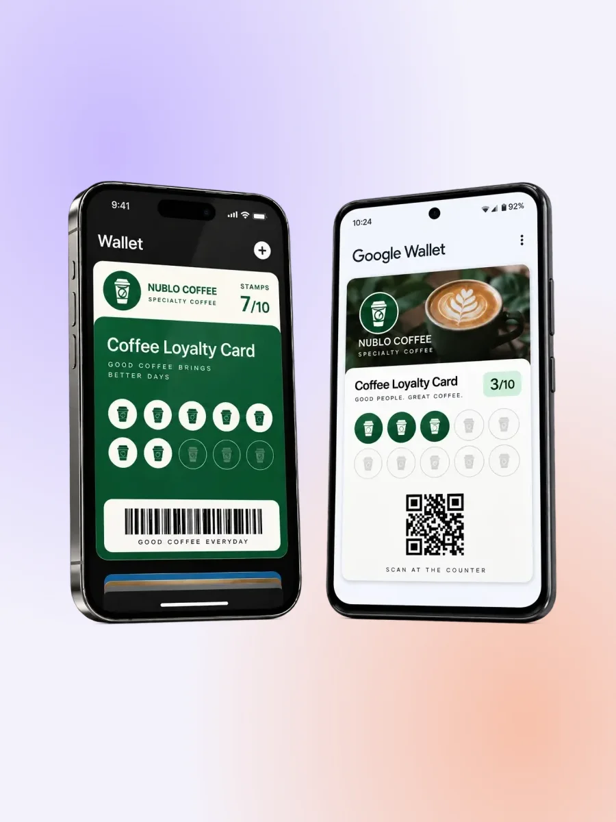 NubloFidelity: tarjeta de sellos en Apple Wallet y Google Wallet